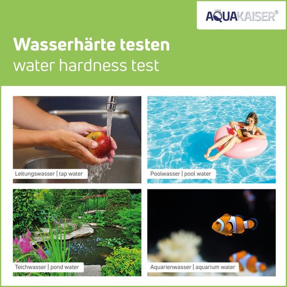 Wasserhärte Teststreifen in °dH – 10 Stück – einzeln versiegelt – Made in Germany – Wasserhärte messen für Trinkwasser, Kaffeemaschine, Pool, Aquarium