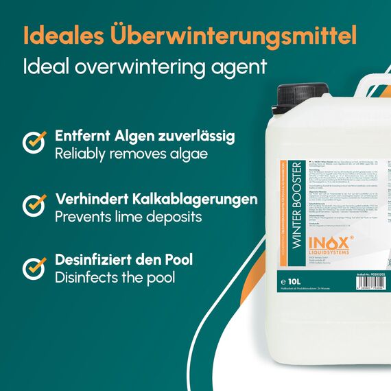 INOX® Pool Wintermittel 2 x 10L | Hochwertiges Pool Überwinterungsmittel & Algizid für Pool | Effektives Wintermittel für Poolpflege im Winter
