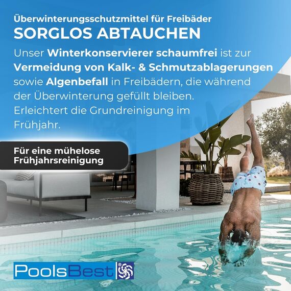 PoolsBest Pool Überwinterungskonzentrat 3L I hochkonzentriertes Wintermittel für Pools I schaumfreies Überwinterungsmittel I ideal zum Winterfest-Machen von Poolwasser I Pool Überwinterung