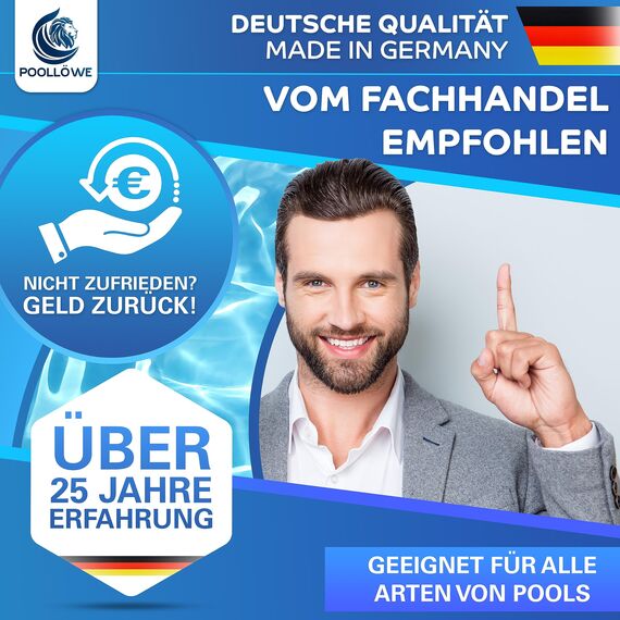 PoolLöwe® Algizid für Pool mit Klareffekt 2.0 und [360° Algenschutz] | Algenvernichter Pool flüssig 10L | Maximaler Algenschutz für Schwimmbad & Whirlpool | Algenfrei Algenmittel Algezid Poolklar