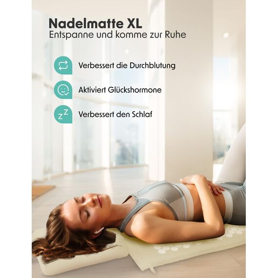 LifeGoods Akupressurmatte XL Mit Kissen - Akkupressmatte - Akkupressurmatte+ - Akupressur Matte - Akupunktur Matte - Massagematte - Rücken - Stachelmatte - Fakirmatte - Nagelmatte - Acupressure Mat