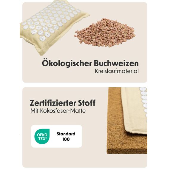 LifeGoods ECO Akupressurmatte Mit Kissen - Akkupressmatte - Akkupressurmatte+ - Akupressur Matte - Akupunktur Matte - Massagematte - Rücken - Stachelmatte - Fakirmatte - Nagelmatte - Acupressure Mat