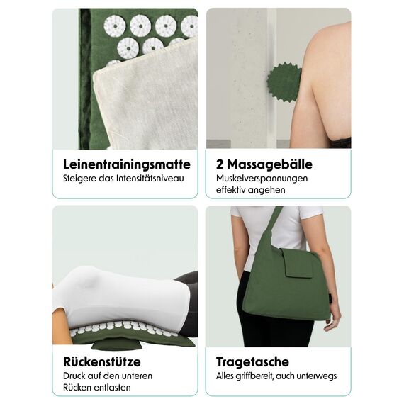 LifeGoods ECO Akupressurmatte Mit Kissen - Akkupressmatte - Akkupressurmatte+ - Akupressur Matte - Akupunktur Matte - Massagematte - Rücken - Stachelmatte - Fakirmatte - Nagelmatte - Acupressure Mat