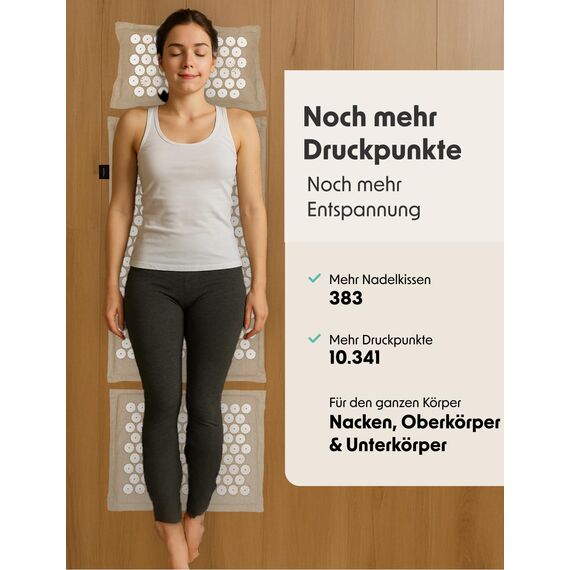 LifeGoods ECO Akupressurmatte Mit Kissen - Akkupressmatte - Akkupressurmatte+ - Akupressur Matte - Akupunktur Matte - Massagematte - Rücken - Stachelmatte - Fakirmatte - Nagelmatte - Acupressure Mat