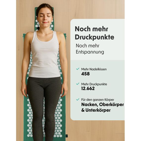 LifeGoods Akupressurmatte XL Mit Kissen - Akkupressmatte - Akkupressurmatte+ - Akupressur Matte - Akupunktur Matte - Massagematte - Rücken - Stachelmatte - Fakirmatte - Nagelmatte - Acupressure Mat