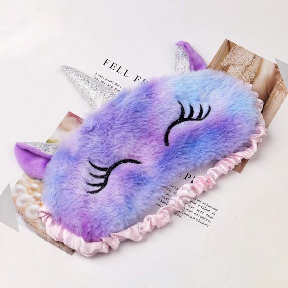 Schlafmaske Kinder, Ultraweich Schlafmaske Kinder Mädchen 3D Süße Tiere Schlafbrille Kinder für Mädchen Jungen Damen Nickerchen Reisen,weihnachtsgeschenke (Lila,Einhorn)