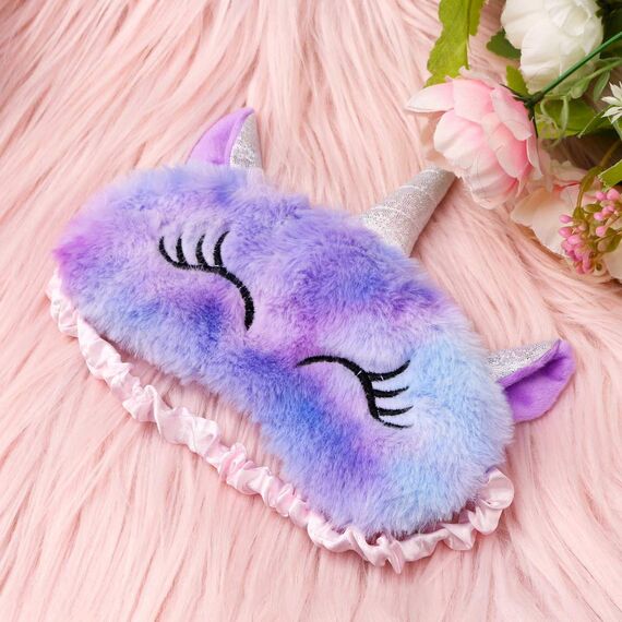 Schlafmaske Kinder, Ultraweich Schlafmaske Kinder Mädchen 3D Süße Tiere Schlafbrille Kinder für Mädchen Jungen Damen Nickerchen Reisen,weihnachtsgeschenke (Lila,Einhorn)