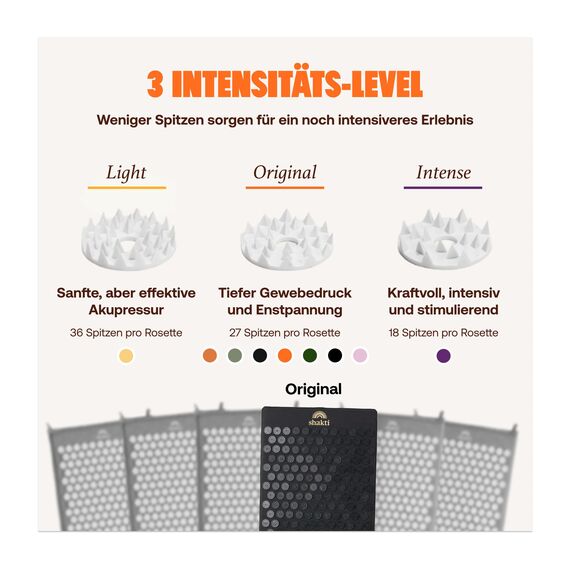 ShaktiMat [Das Original seit 2007] Premium Akupressurmatte zur Entspannung für Rücken, Nacken, Füße, Ethische Handarbeit, GOTS-zertifizierte Bio-Baumwolle, Original Intensität, Onyxschwarz