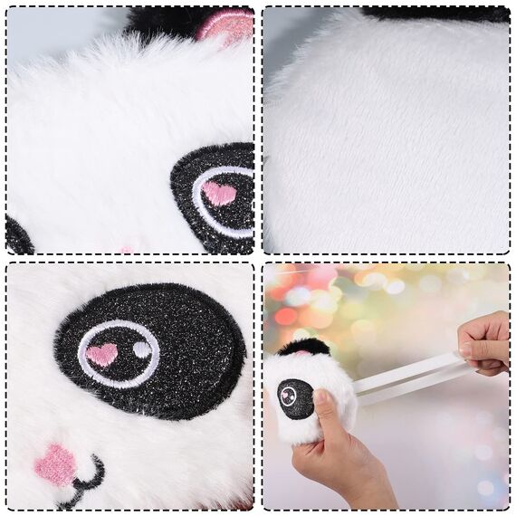 3D Süße Schlafmaske Kinder, Ultraweich Schlafmaske Kinder Mädchen Schlafbrille Kinder für Mädchen Jungen Damen Nickerchen Reisen,weihnachtsgeschenke (Schwarz und weiß, Panda)