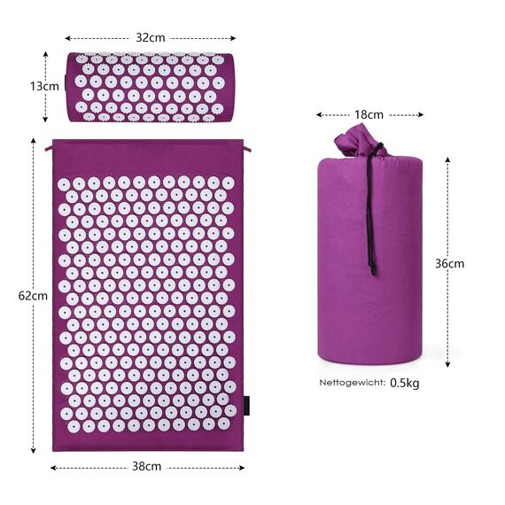 Akupressur Set,Akupressurmatte mit Kissen gegen Nacken und Rückenschmerzen,Magnetfeldtherapie und Akupressur zur mit einer Tragetasche,Akupressur Massagematte ideal für Frauen und Männer geeignet