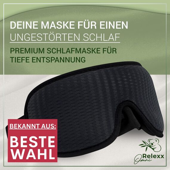 OMNIRELEXX Schlafmasken im 2er SET für Frauen und Männer – Atmungsaktive 3D Schlafbrille – Bequeme und weiche Augenmaske - Lichtblockierend - Reisebeutel - Vertiefung für die Augen (Schwarz/Rosa)