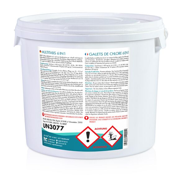 Höfer Chemie 4 x 5kg Chlor Multitabs 6 in 1-200g Chlortabletten - 2 Phasen Wirkung zur Schockchlorung & Langzeitpflege - Desinfektion, Algenverhütung, Trübungsentfernung, Kalkvermeidung, pH-Wert