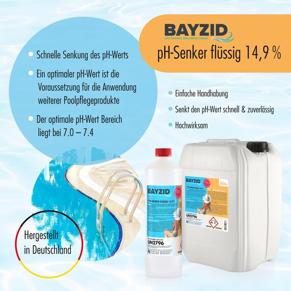 2 x 20 kg BAYZID pH Senker Minus 14,9% von Höfer Chemie für Pool & Schwimmbad zur Senkung des pH Werts