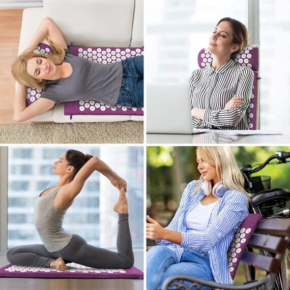 Akupressur-Set Akupressurmatte mit Kissen zur Wohltuenden Entspannung und Massage, Linderung von Rückenschmerzen Kopf-Nackenschmerzen, Stress und Schlafstörungen zu Hause, ins Büro oder auf Reisen