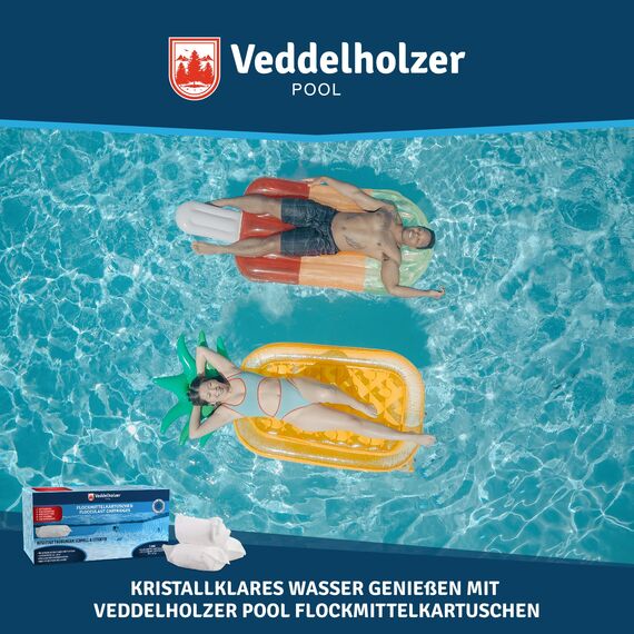 Veddelholzer 1 kg Flockmittel Pool Kartuschen 8 x 125g für Filteranlagen Sand & Glas. Pool Flockungsmittel als Poolreiniger, Poolklar, Poolpflege, Pool Zubehör für klares Wasser.