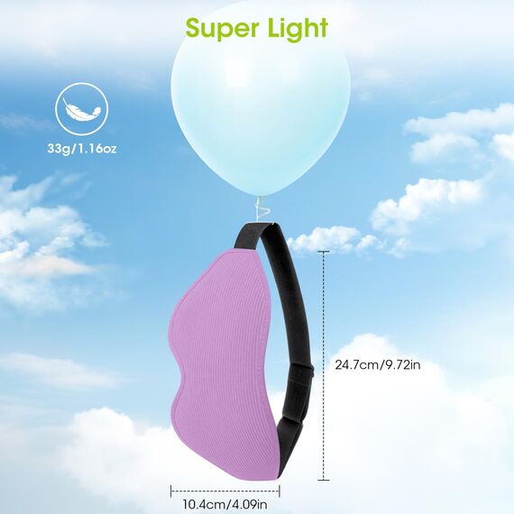 Schlafmaske für Seitenschläfer, Laitver 2025 Aktualisiertes Design 3D Lichtblockierend Augenmaske Frauen & Herren, Bequem & Atmungsaktive Druckfrei Schlafbrille mit Verstellbar Gummiband, Lila