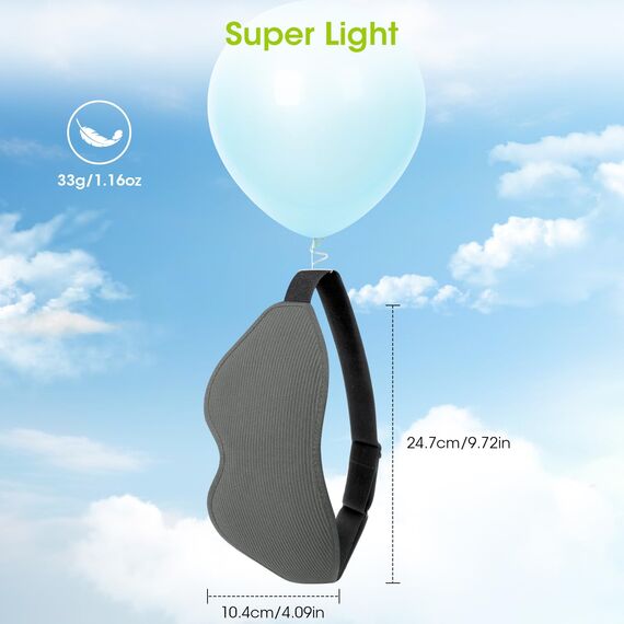 Schlafmaske für Seitenschläfer, Laitver 2025 Aktualisiertes Design 3D Lichtblockierend Augenmaske Frauen & Herren, Bequem & Atmungsaktive Druckfrei Schlafbrille mit Verstellbar Gummiband, Hellgrau