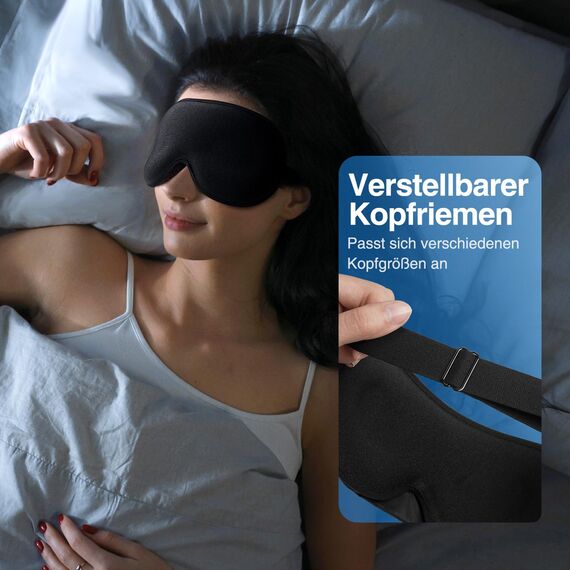 Umisleep 2026 Gewichtet Schlafmaske für Herren & Frauen, 3D Augenmaske Schlafmaske für Druckentlastung, 100% Lichtblockierende Schlafbrille mit verstellbarem Gurt für Reisen, Yoga, 120 g, Schwarz