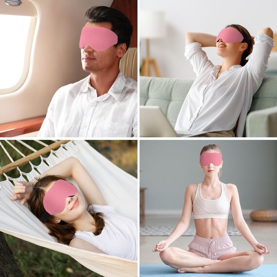 Schlafmaske für Seitenschläfer, Laitver 2025 Aktualisiertes Design 3D Lichtblockierend Augenmaske Frauen & Herren, Bequem & Atmungsaktive Druckfrei Schlafbrille mit Verstellbar Gummiband, Pink
