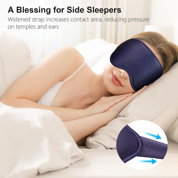 Gritin Schlafmaske für Seitenschläfer, 3D Augenhöhlen Schlafbrille mit Verstellbar Gummiband, Lichtblockierend und Atmungsaktiv, Bequem Augenmaske für Mann und Frau, 2 Paar Ohrstöpseln, Tibetisch Blau