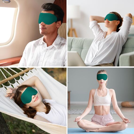 Schlafmaske für Seitenschläfer, Laitver 2025 Aktualisiertes Design 3D Lichtblockierend Augenmaske Frauen & Herren, Bequem & Atmungsaktive Druckfrei Schlafbrille mit Verstellbar Gummiband, Marineblau