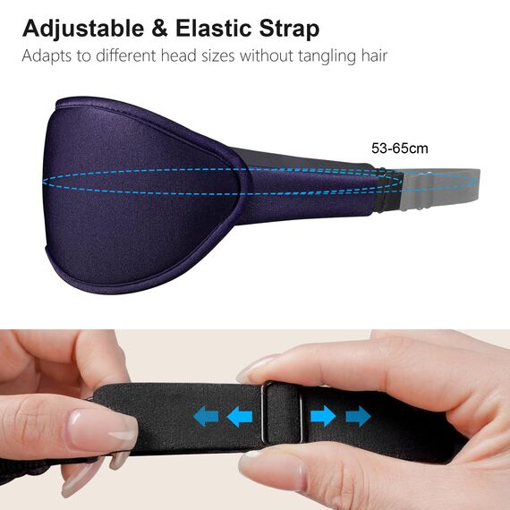 Gritin Schlafmaske für Seitenschläfer, 3D Augenhöhlen Schlafbrille mit Verstellbar Gummiband, Lichtblockierend und Atmungsaktiv, Bequem Augenmaske für Mann und Frau, 2 Paar Ohrstöpseln, Tibetisch Blau