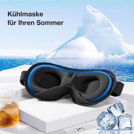 Umisleep 2026 Gewichtet Schlafmaske für Herren & Frauen, 3D Augenmaske Schlafmaske für Druckentlastung, 100% Lichtblockierende Schlafbrille mit verstellbarem Gurt für Reisen, Yoga, 120 g, Schwarz