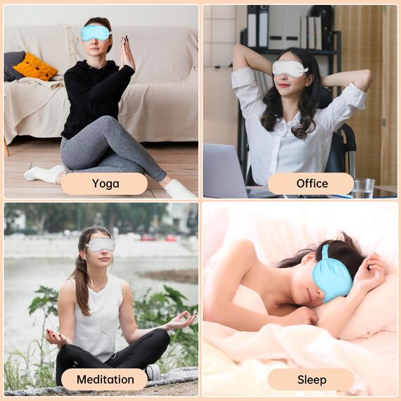 Molain 2 Stück Seidene Schlafmaske, Seide Augenmaske Weiche Augenbinde Schlafen Lichtblockierend Schlafmaske Herren Schlafmasken Seide für Pause, Reise oder Ruhige (Schwarz + Himmelblau)