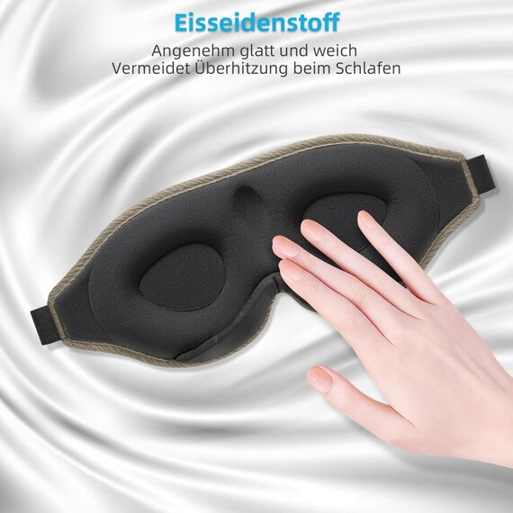 2026 Innovative Schlafmaske für Männer und Frauen, 99.99% Licht blockierend Ergonomische, einstellbare Augenmaske mit Ohrstöpseln Schlaf, Nickerchen, Meditation, Reisen, angenehme Nachtruhe (Braun)