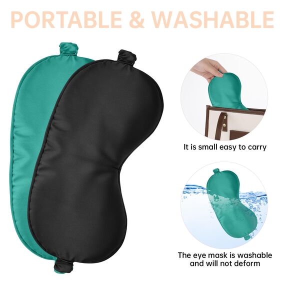 Molain 2 Stück Seidene Schlafmaske, Seide Augenmaske Weiche Augenbinde Schlafen Lichtblockierend Schlafmaske Herren Schlafmasken Seide für Pause, Reise oder Ruhige (Schwarz + Dunkelgrün)