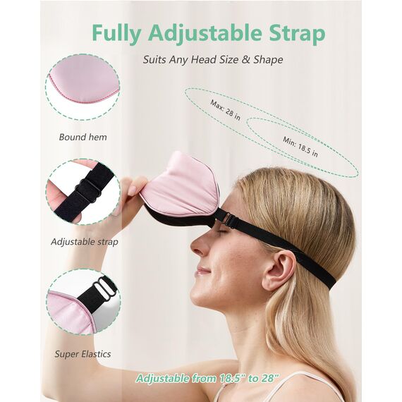 Seiden-Schlafmaske, 2er-Pack Augenmaske aus 100% echter natürlicher reiner Seide mit verstellbarem Riemen, Augenmaske zum Schlafen, BeeVines Augen-Schlafschutz für Yoga-Reisen, blockiert Licht