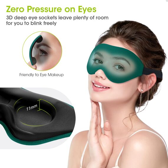 Schlafmaske für Seitenschläfer, Laitver 2025 Aktualisiertes Design 3D Lichtblockierend Augenmaske Frauen & Herren, Bequem & Atmungsaktive Druckfrei Schlafbrille mit Verstellbar Gummiband, Marineblau