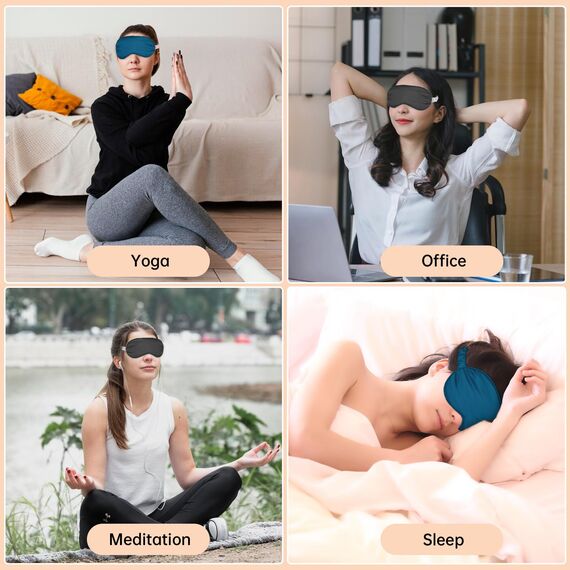 Molain 2 Stück Seidene Schlafmaske, Seide Augenmaske Weiche Augenbinde Schlafen Lichtblockierend Schlafmaske Herren Schlafmasken Seide für Pause, Reise oder Ruhige (Schwarz + Marineblau)