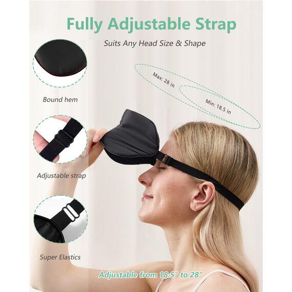 BeeVines Seiden Schlafmaske für Seitenschläfer, 2er-Pack 100% Reine Natürliche Maulbeerseide Augenmaske für Herren & Frauen, 100% Lichtblockierende Schlafmaske mit Verstellbares Gummiband für Reisen