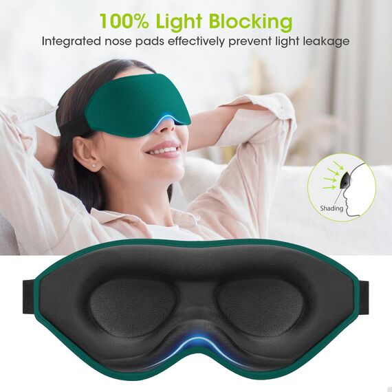 Schlafmaske für Seitenschläfer, Laitver 2025 Aktualisiertes Design 3D Lichtblockierend Augenmaske Frauen & Herren, Bequem & Atmungsaktive Druckfrei Schlafbrille mit Verstellbar Gummiband, Marineblau