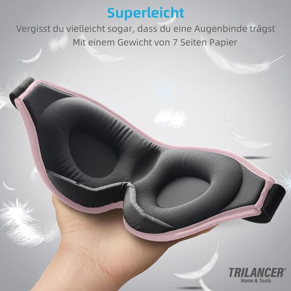 2026 Innovative Schlafmaske für Männer und Frauen, 99.99% Licht blockierend Ergonomische, einstellbare Augenmaske mit Ohrstöpseln für Schlaf, Nickerchen, Meditation, Reisen, angenehme Nachtruhe(Rosa)
