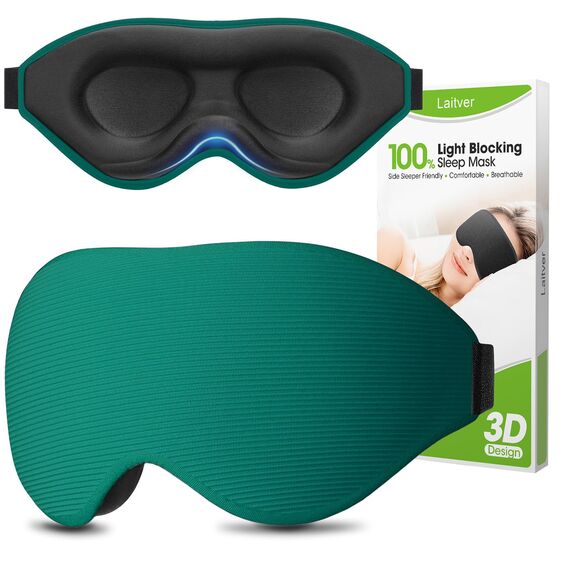 Schlafmaske für Seitenschläfer, Laitver 2025 Aktualisiertes Design 3D Lichtblockierend Augenmaske Frauen & Herren, Bequem & Atmungsaktive Druckfrei Schlafbrille mit Verstellbar Gummiband, Marineblau