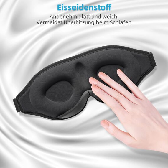 2026 Innovative Schlafmaske für Herren und Frauen, 99.99% Licht blockierend Ergonomische, einstellbare Augenmaske mit Ohrstöpseln Schlaf, Nickerchen, Meditation, Reisen, angenehme Nachtruhe(Schwarz)
