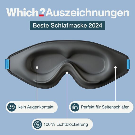 MyHalos Schlafmaske 3D für Frauen & Herren – Verdunkelnde Augenmaske zum Schlafen mit Etui – Druckfrei, Atmungsaktiv & Waschbar – Ideal für Reisen, Flugzeug, Seitenschläfer & Wimpernverlängerung