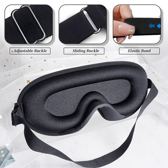 liuchanghe 3D Schlafmaske für Seitenschläfer, Augenmaske für Frauen & Herren, 100% Lichtblockierend & Atmungsaktiv, geeignet für Reise-Yoga (Schwarz)