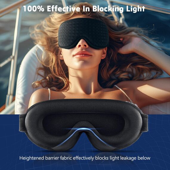 Aosun 3D Schlafmaske für Seitenschläfer, 2025 Upgrade Augenmaske für Frauen & Herren, 100% Lichtblockierend & Atmungsaktiv, Schlafbrille mit Verstellbarem Gummiband & Ohrstöpseln, Reisen, Büro, Yoga
