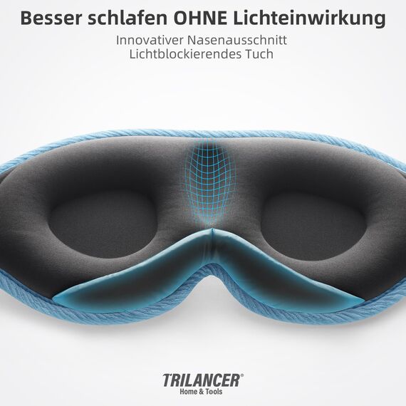 2026 Innovative Schlafmaske für Männer und Frauen, 99.99% Licht blockierend Ergonomische, einstellbare Augenmaske mit Ohrstöpseln Schlaf, Nickerchen, Meditation, Reisen, angenehme Nachtruhe (Blau)