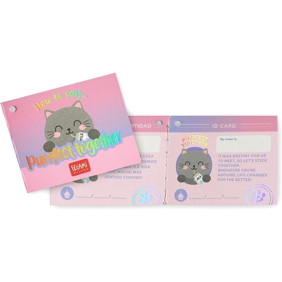 LEGAMI - Kitty Set Reisekissen mit Nachtmaske + Super Soft Plush Plüsch, Mini Größe, mit personalisierbarer ID Karte