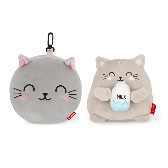 LEGAMI - Kitty Set Reisekissen mit Nachtmaske + Super Soft Plush Plüsch, Mini Größe, mit personalisierbarer ID Karte