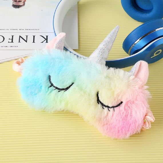 Augenmaske zum Schlafen Annimal Eye Mask Plüsch Cartoon Einhorn für erwachsene Kinder, 3D Süße Augenmaske Einhorn Breathable Eyeshade Ideal für Reisen Nickerchen … (Farbe)