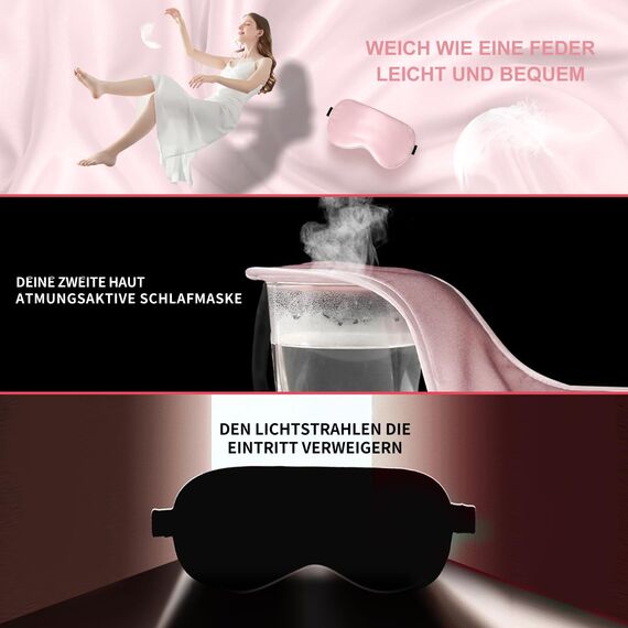 Aosun Seiden Schlafmaske für Seitenschläfer, 22 Momme, 100% Reine Natürliche Bio Maulbeerseide Augenmaske, Verdunkelung Schlafbrille mit Gummiband, Wertvolles Geschenke für Frauen & Mama