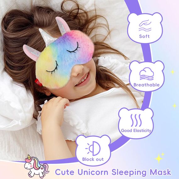 Einhorn Schlafmaske 2 Stück Kühlend, Schlaf Entspannungs Augenmaske, Augenmaske mit Gel Kühlmask Für Kältetherapie Geschwollene und Müde Augen