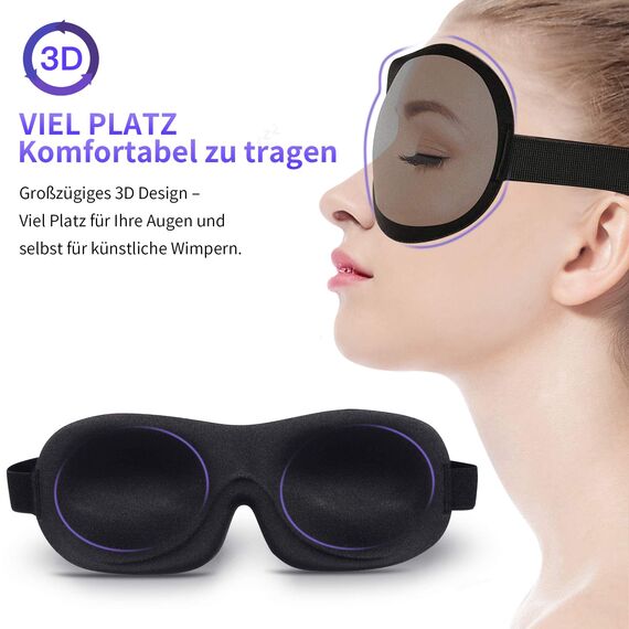 Schlafmaske für Männer & Frauen, Trilancer 3D Schlafbrille Nachtmaske, Memory Schaum Augenabdeckung，Absolute Dunkelheit Augenmaske mit Ohrstöpseln