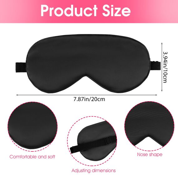 2er Pack Schlafmaske Aus Seide Augenmaske Zum Schlafen Weiche Satin Augenbinde Mit Gummiband Bequeme Nachtschlafmaske für Damen Und Herren (Schwarz)