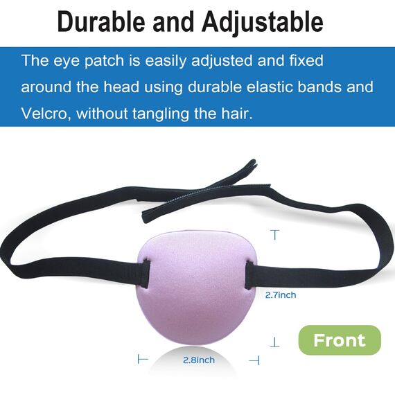 3D-Augenklappen für Erwachsene und Kinder, verstellbare medizinische Augenklappe für rechtes oder linkes Auge, eine Augenabdeckung für Amblyopie, faules Auge, Piratenkostüm (Rosa, Violett), 2 Stück